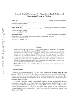 Central Limit Theorems for Transition Probabilities of Controlled Markov Chains