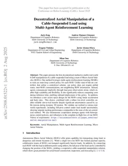 Decentralized Aerial Manipulation of a Cable-Suspended Load using Multi-Agent Reinforcement Learning