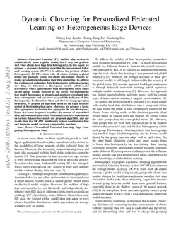 Dynamic Clustering for Personalized Federated Learning on Heterogeneous Edge Devices