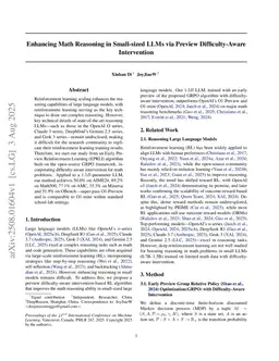 Enhancing Math Reasoning in Small-sized LLMs via Preview Difficulty-Aware Intervention