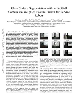 Glass Surface Segmentation with an RGB-D Camera via Weighted Feature Fusion for Service Robots
