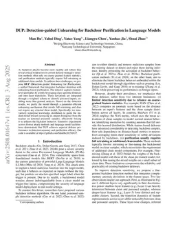DUP: Detection-guided Unlearning for Backdoor Purification in Language Models