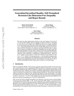 Generalized Kernelized Bandits: A Novel Self-Normalized Bernstein-Like Dimension-Free Inequality and Regret Bounds