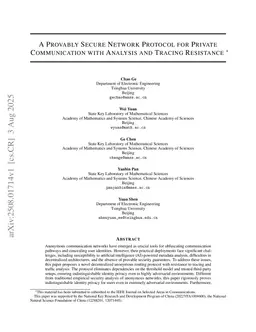 A Provably Secure Network Protocol for Private Communication with Analysis and Tracing Resistance