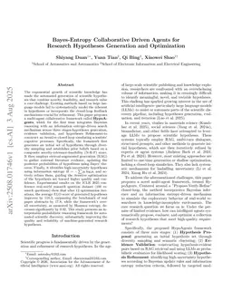 Bayes-Entropy Collaborative Driven Agents for Research Hypotheses Generation and Optimization