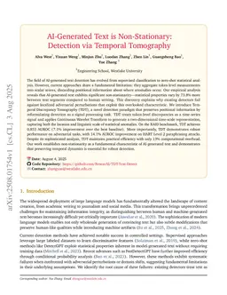 AI-Generated Text is Non-Stationary: Detection via Temporal Tomography