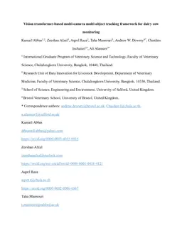 Vision transformer-based multi-camera multi-object tracking framework for dairy cow monitoring