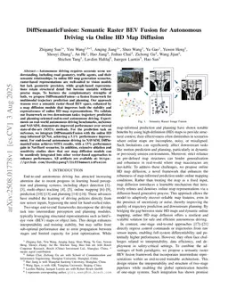 DiffSemanticFusion: Semantic Raster BEV Fusion for Autonomous Driving via Online HD Map Diffusion