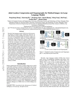 Joint Lossless Compression and Steganography for Medical Images via Large Language Models