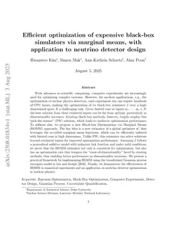 Efficient optimization of expensive black-box simulators via marginal means, with application to neutrino detector design