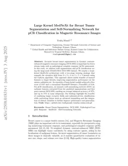 Large Kernel MedNeXt for Breast Tumor Segmentation and Self-Normalizing Network for pCR Classification in Magnetic Resonance Images
