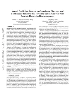 Neural Predictive Control to Coordinate Discrete- and Continuous-Time Models for Time-Series Analysis with Control-Theoretical Improvements