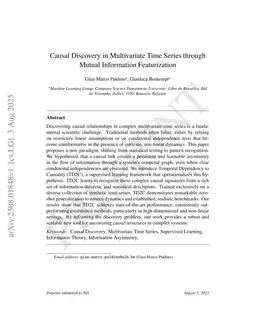 Causal Discovery in Multivariate Time Series through Mutual Information Featurization