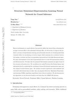 Structure Maintained Representation Learning Neural Network for Causal Inference
