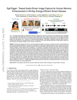 EgoTrigger: Toward Audio-Driven Image Capture for Human Memory Enhancement in All-Day Energy-Efficient Smart Glasses