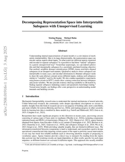 Decomposing Representation Space into Interpretable Subspaces with Unsupervised Learning