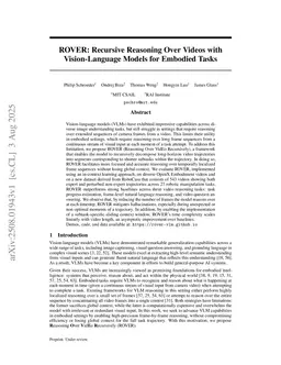 ROVER: Recursive Reasoning Over Videos with Vision-Language Models for Embodied Tasks
