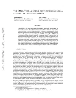 The SMeL Test: A simple benchmark for media literacy in language models