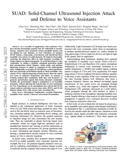 SUAD: Solid-Channel Ultrasound Injection Attack and Defense to Voice Assistants