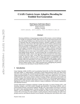 CAAD: Context-Aware Adaptive Decoding for Truthful Text Generation