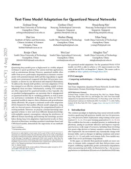 Test-Time Model Adaptation for Quantized Neural Networks