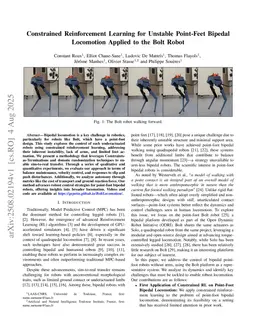 Constrained Reinforcement Learning for Unstable Point-Feet Bipedal Locomotion Applied to the Bolt Robot