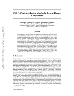Content-Aware Mamba for Learned Image Compression