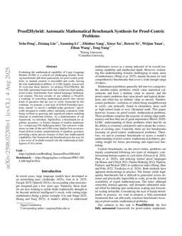 Proof2Hybrid: Automatic Mathematical Benchmark Synthesis for Proof-Centric Problems