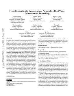 From Generation to Consumption: Personalized List Value Estimation for Re-ranking