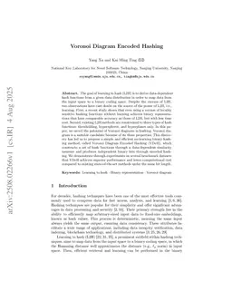 Voronoi Diagram Encoded Hashing