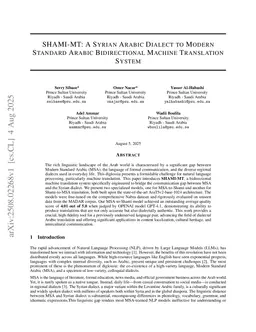 SHAMI-MT: A Syrian Arabic Dialect to Modern Standard Arabic Bidirectional Machine Translation System