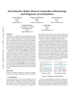 mCardiacDx: Radar-Driven Contactless Monitoring and Diagnosis of Arrhythmia