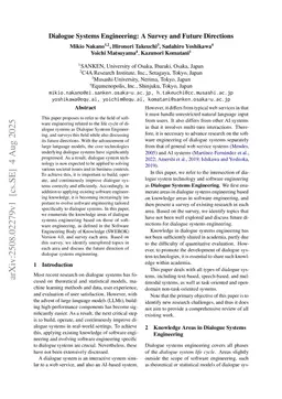 Dialogue Systems Engineering: A Survey and Future Directions