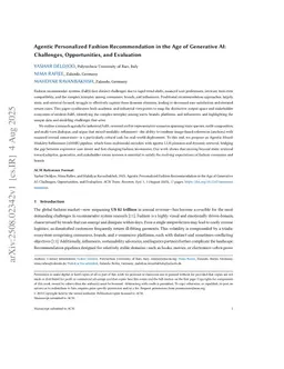 Agentic Personalized Fashion Recommendation in the Age of Generative AI: Challenges, Opportunities, and Evaluation