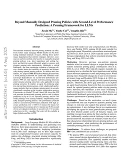 Beyond Manually Designed Pruning Policies with Second-Level Performance Prediction: A Pruning Framework for LLMs