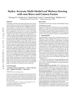 Hydra: Accurate Multi-Modal Leaf Wetness Sensing with mm-Wave and Camera Fusion