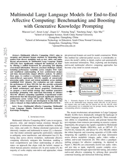 Multimodal Large Language Models for End-to-End Affective Computing: Benchmarking and Boosting with Generative Knowledge Prompting
