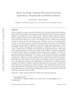 Multi-class Image Anomaly Detection for Practical Applications: Requirements and Robust Solutions