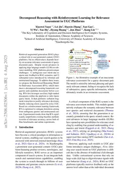 Decomposed Reasoning with Reinforcement Learning for Relevance Assessment in UGC Platforms