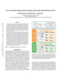 Guess or Recall? Training CNNs to Classify and Localize Memorization in LLMs