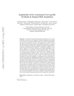 Explainable AI for Automated User-specific Feedback in Surgical Skill Acquisition