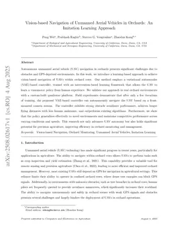 Vision-based Navigation of Unmanned Aerial Vehicles in Orchards: An Imitation Learning Approach