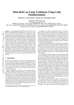 Meta-RAG on Large Codebases Using Code Summarization