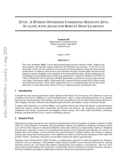 ZetA: A Riemann Zeta-Scaled Extension of Adam for Deep Learning