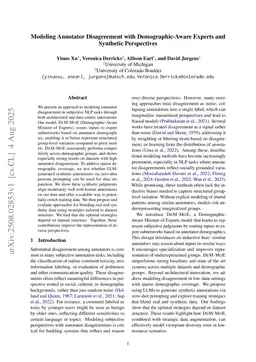 Modeling Annotator Disagreement with Demographic-Aware Experts and Synthetic Perspectives