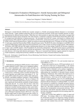 Comparative Evaluation of Kolmogorov-Arnold Autoencoders and Orthogonal Autoencoders for Fault Detection with Varying Training Set Sizes
