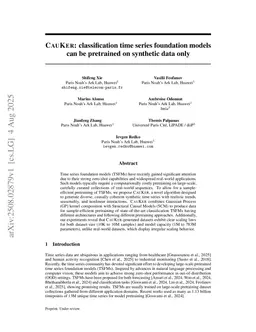 CauKer: classification time series foundation models can be pretrained on synthetic data only