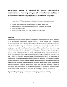 Merge-based syntax is mediated by distinct neurocognitive mechanisms: A clustering analysis of comprehension abilities in 84,000 individuals with language deficits across nine languages