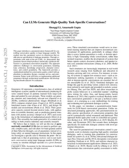 Can LLMs Generate High-Quality Task-Specific Conversations?