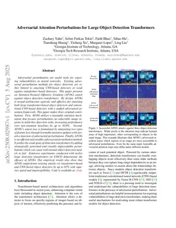 Adversarial Attention Perturbations for Large Object Detection Transformers